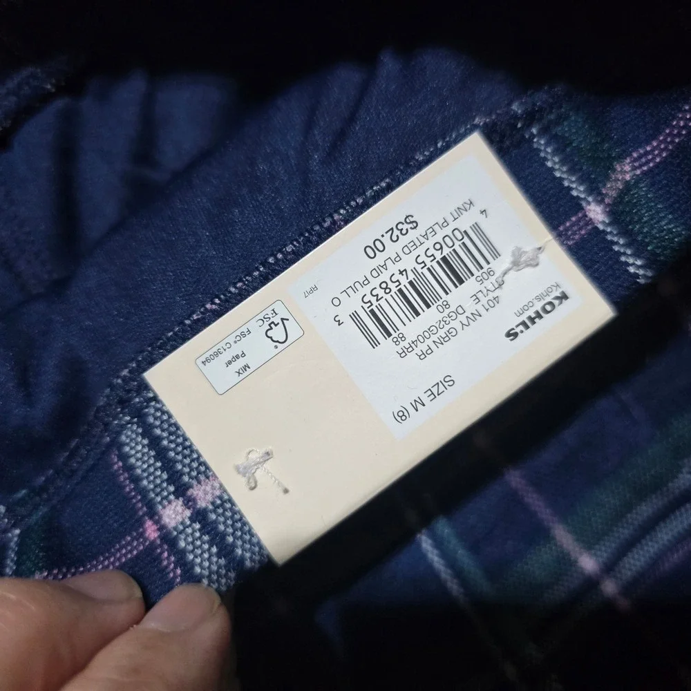 SO Knit Pleated Plaid Skort Kids Size 8 Navy Green Pink DG32G004RR